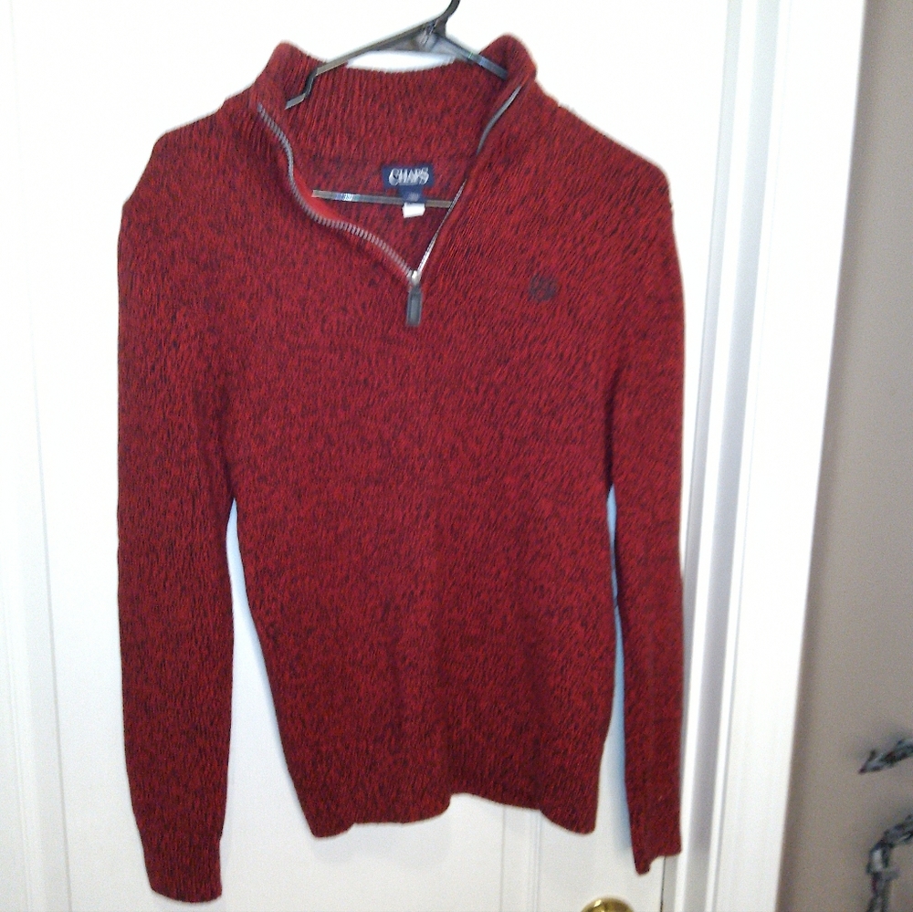 Mens (Large 14-16) chaps red and black blend sweater with upper mock neck
